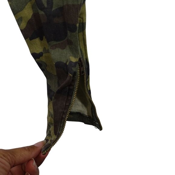 Mittoshop Camo Skinny Pants Leggings Women Size S Zippered Ankle Elastic Waist - Picture 3 of 12